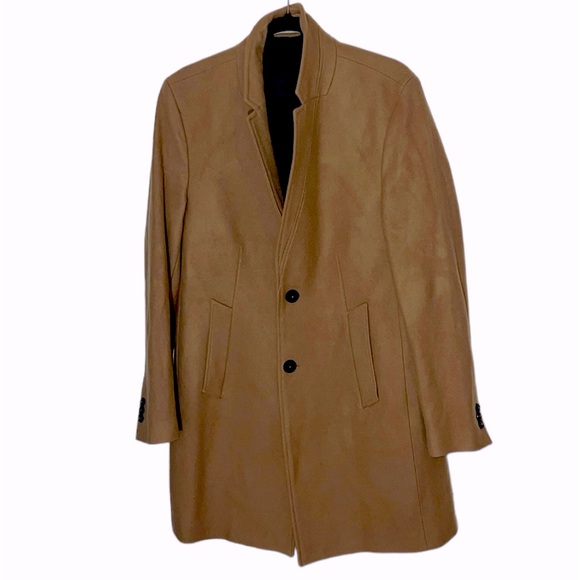 NWOT - ZARA 78% Wool blend men’s coat camel size L jacket fall winter - Picture 3 of 15